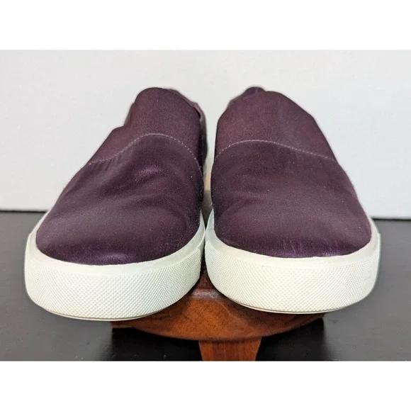 Vince Women's Corbin Slip-On Size 6 1/2" Aubergine Satin and Canvas - Picture 3 of 6